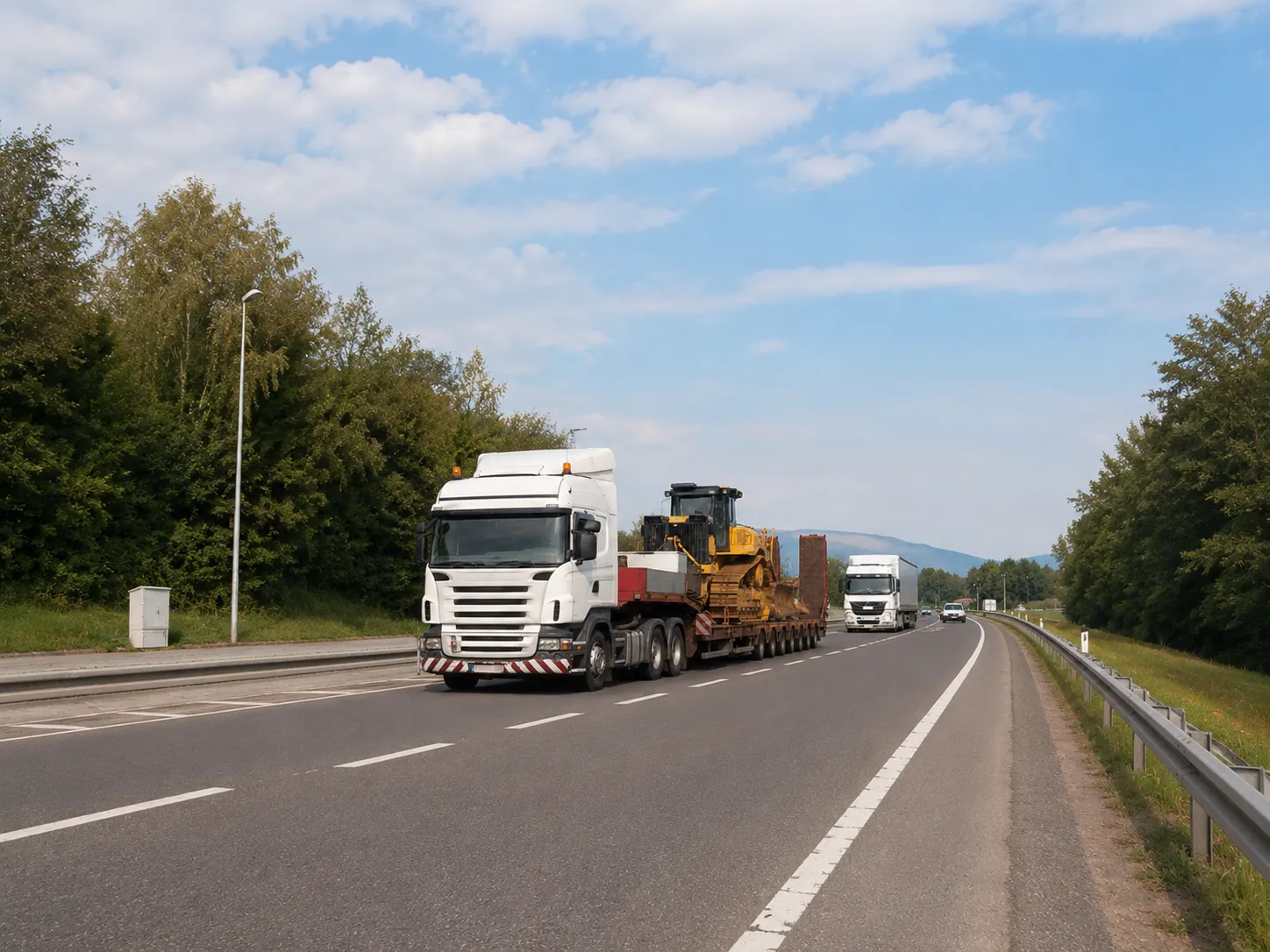 特殊車両通行許可を連想させる大型車両と道路のイメージ